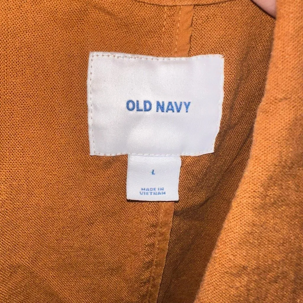 Old Navy  linen blend elevated basics minimalist L orange jacket - Image 3