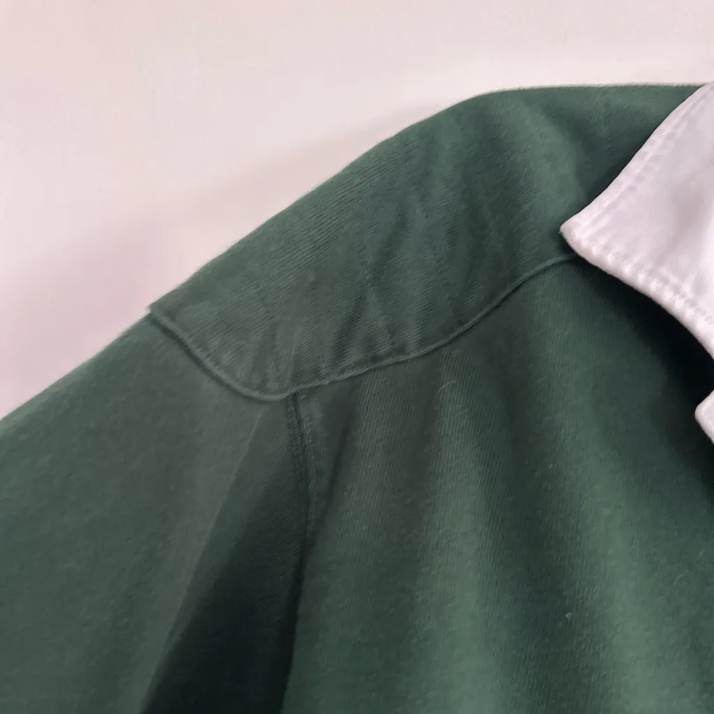 VTG Polo Ralph Lauren 2XL green Cropped  Long Sleeve Elbow Patch Quilt Shoulders - Image 11