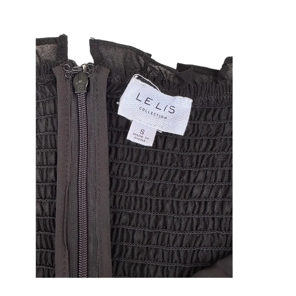 Le Lis Black Tie Shoulder Ruffle Mini Swing Dress Small - Image 4