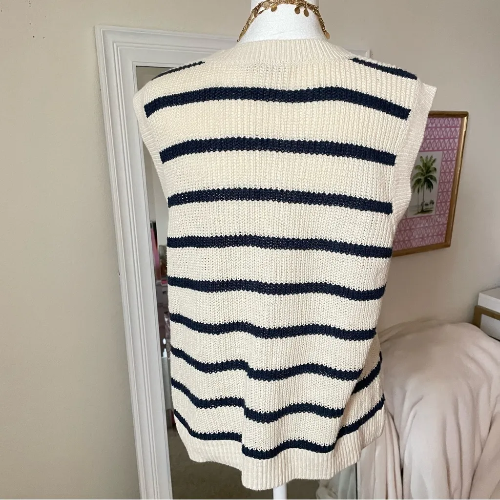 Faherty Miramar Linen Muscle Tank Sweater Vest in Montauk Stripe Size Medium - Image 8