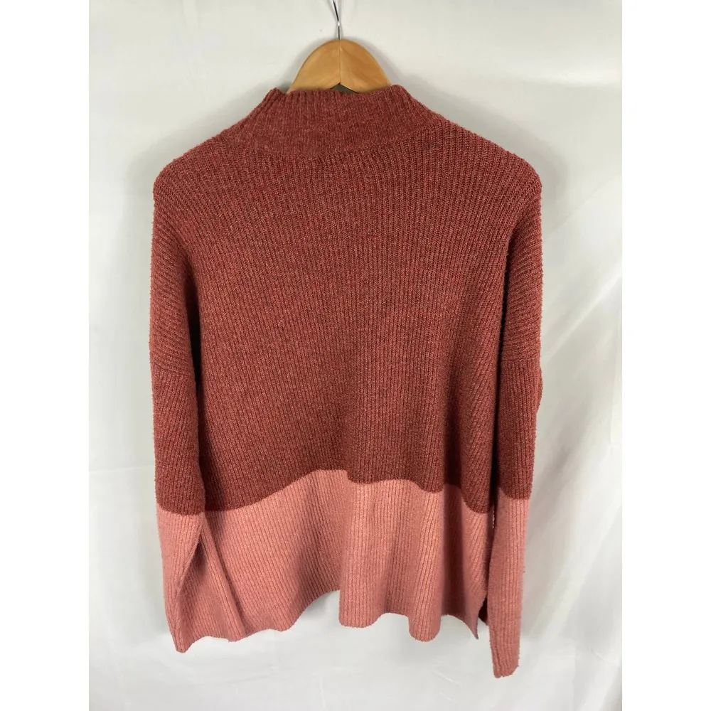 Olive + Oak Mock Neck Colorblock Two toned Tunic Sweater XL - Image 4