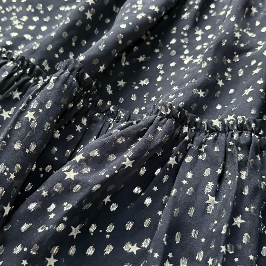 NWT Kate Spade Night Sky Lurex Dot Silk in Rich Navy Blue | New | Metallic Stars - Image 3