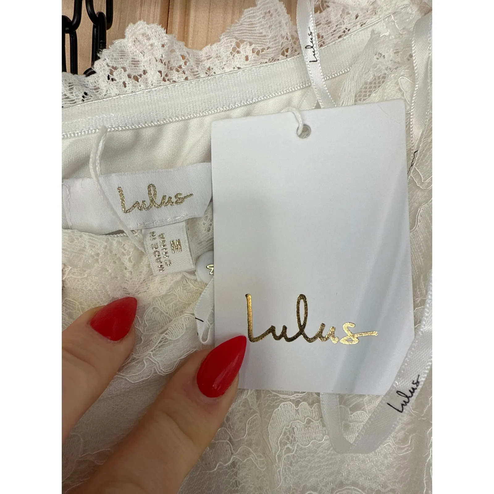 NWT Lulus Beloved Promise White Lace Off-the-Shoulder Mermaid Dress Bridal Sz M - Image 6