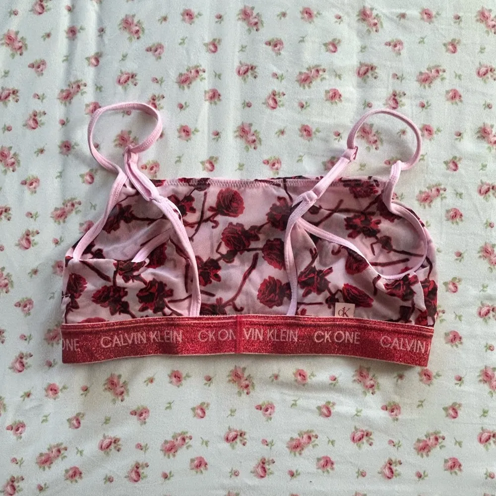 Calvin Klein Pink and Red Floral mesh bra - Image 2