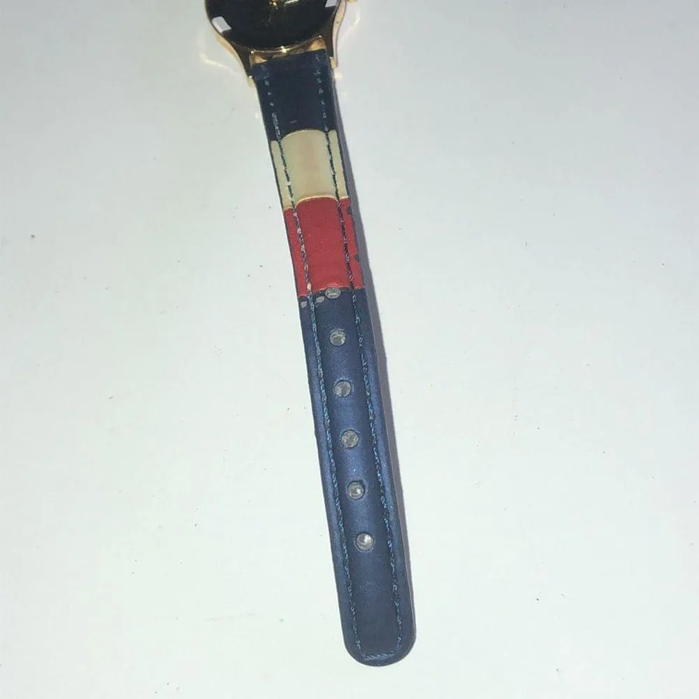 Geneva Quartz Red & Blue USA Sports Vintage Retro Watch NEW BATTERY Black - Image 5