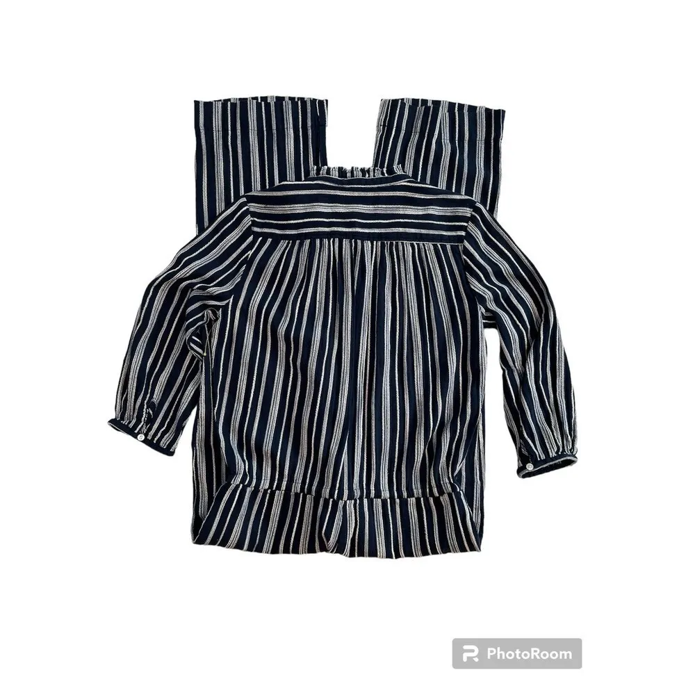 Trovata California Birds of Paradis navy white striped cropped jumpsuit Size S Blue - Image 4