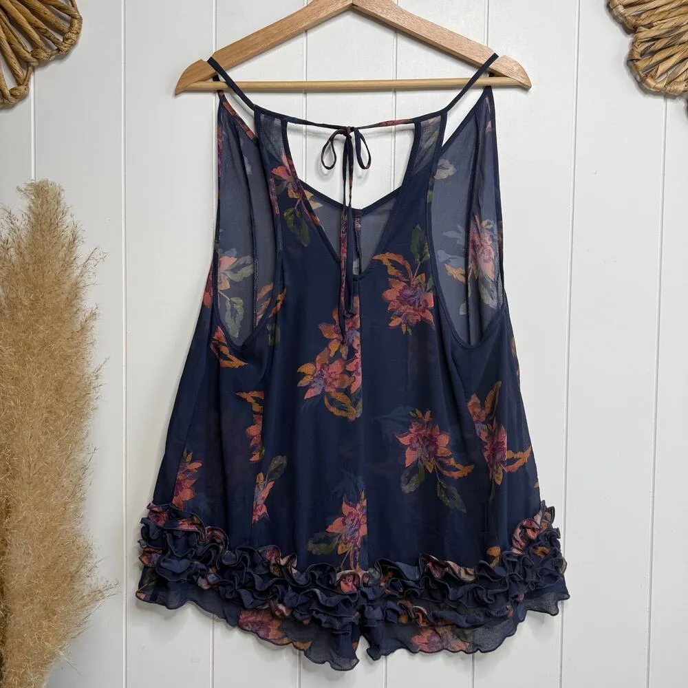 Free People romper floral sheer playsuit ruffled one-piece jumpsuit XS - Image 5