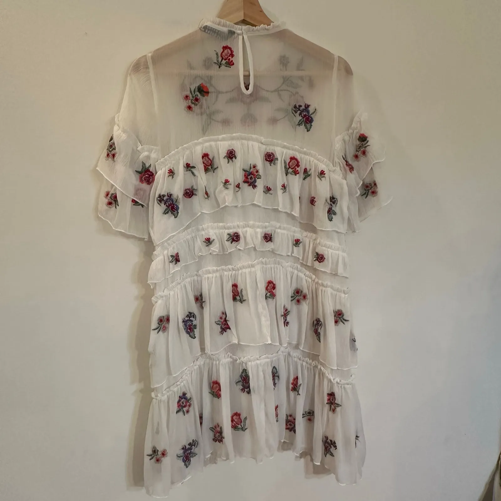 Zara Tiered Embroidered Dress sz S - Image 6