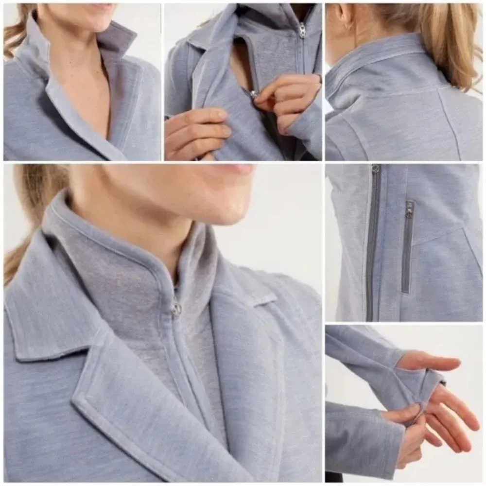 Lululemon Ride On Rock Blazer Moto Jacket Convertible Fossil Gray Size 4 - Image 4