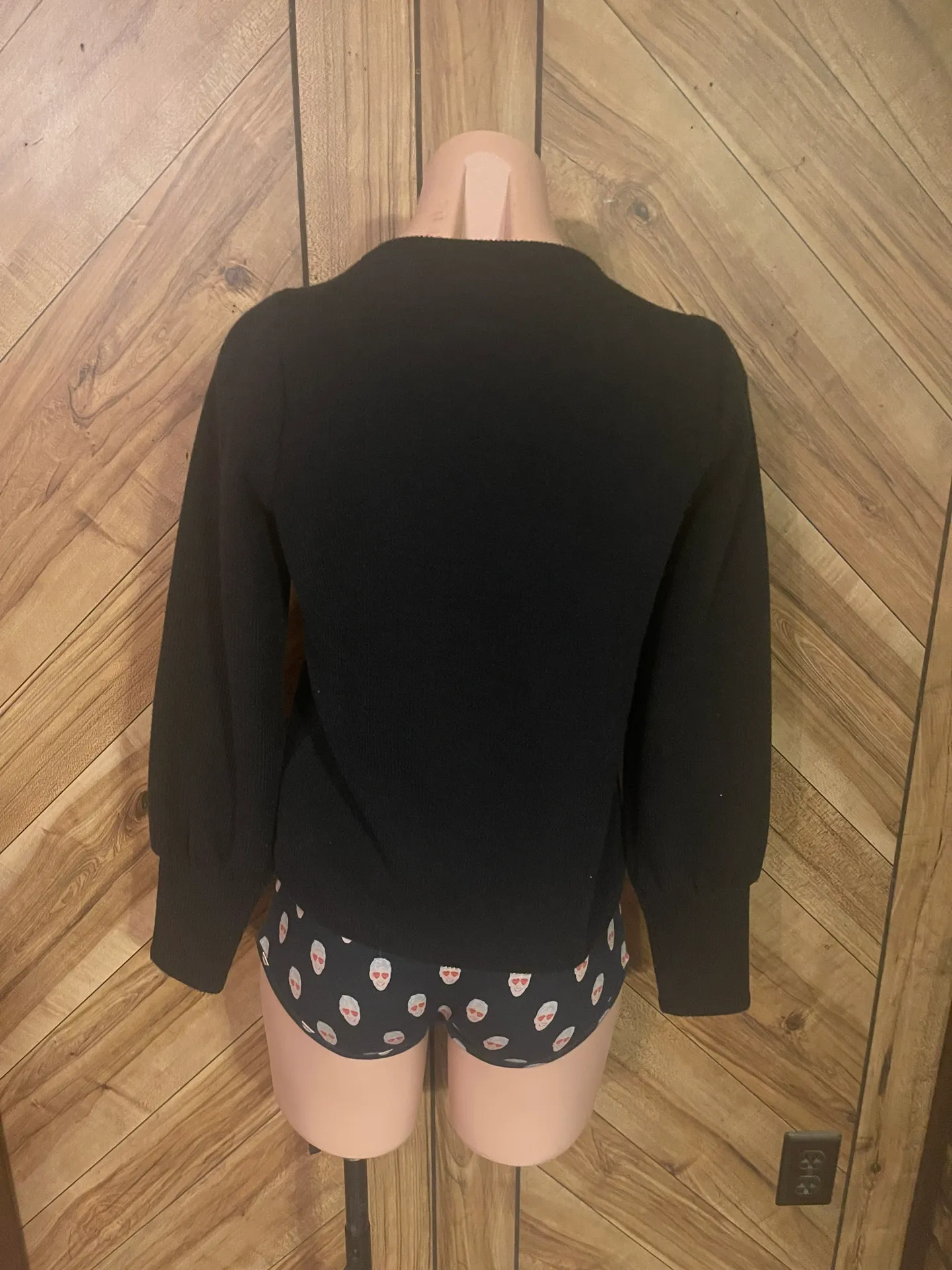 Black Ottoman Rib Squareneck Top - Image 4