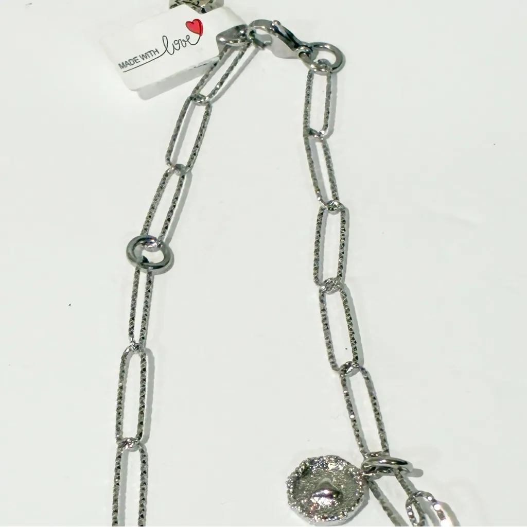 Silver Tone Paperclip Charm Valentines Day Heart Red Pink Necklace Jewelry - Image 4