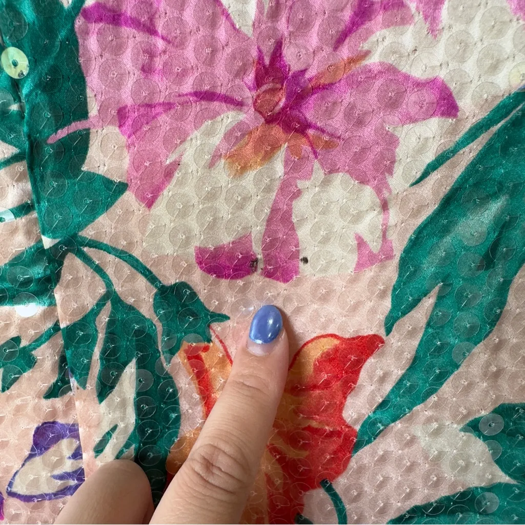 Vintage 80s A.J. Bari Silk Sequin Floral Dress Set‎ Bold Cocktail Party Glam 2 Purple - Image 13