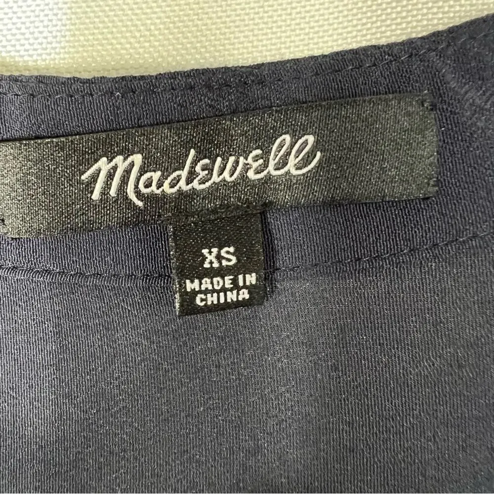 Madewell Navy Cap Sleeves Shift V Neckline Short Sleeve Dress Size XS - Image 9