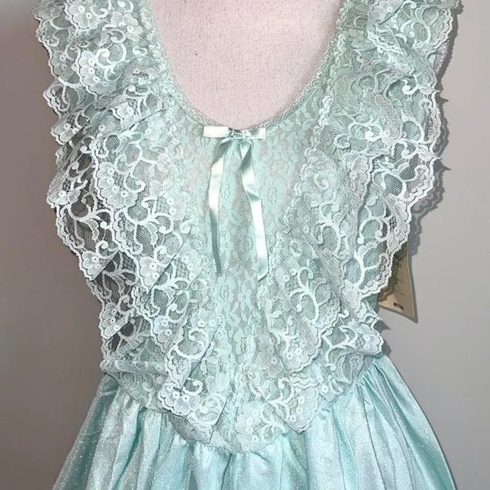Vintage Pastel Aqua Cinema Etoile Mini Babydoll Top Blue - Image 3