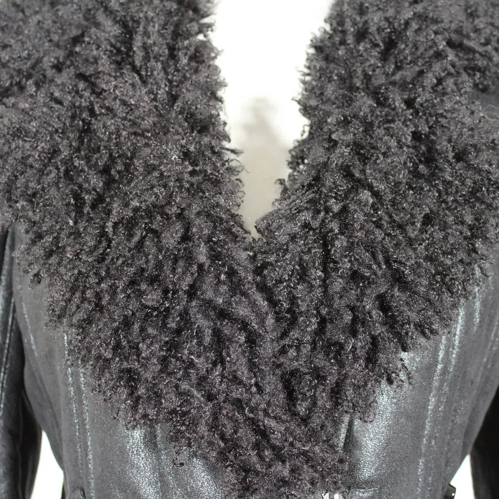 NWT 2014 Penny Lane Style Black Shag Moto Coat | Glam Rocker Goth Chic Jacket | - Image 8