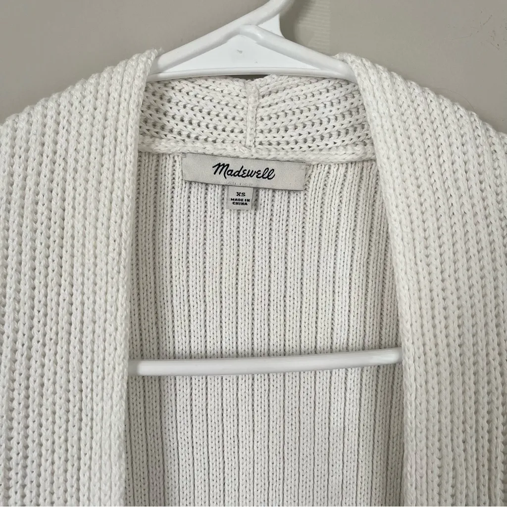 Madewell White Nolan Ribbed Open Front Cardigan Size Medium - Image 6