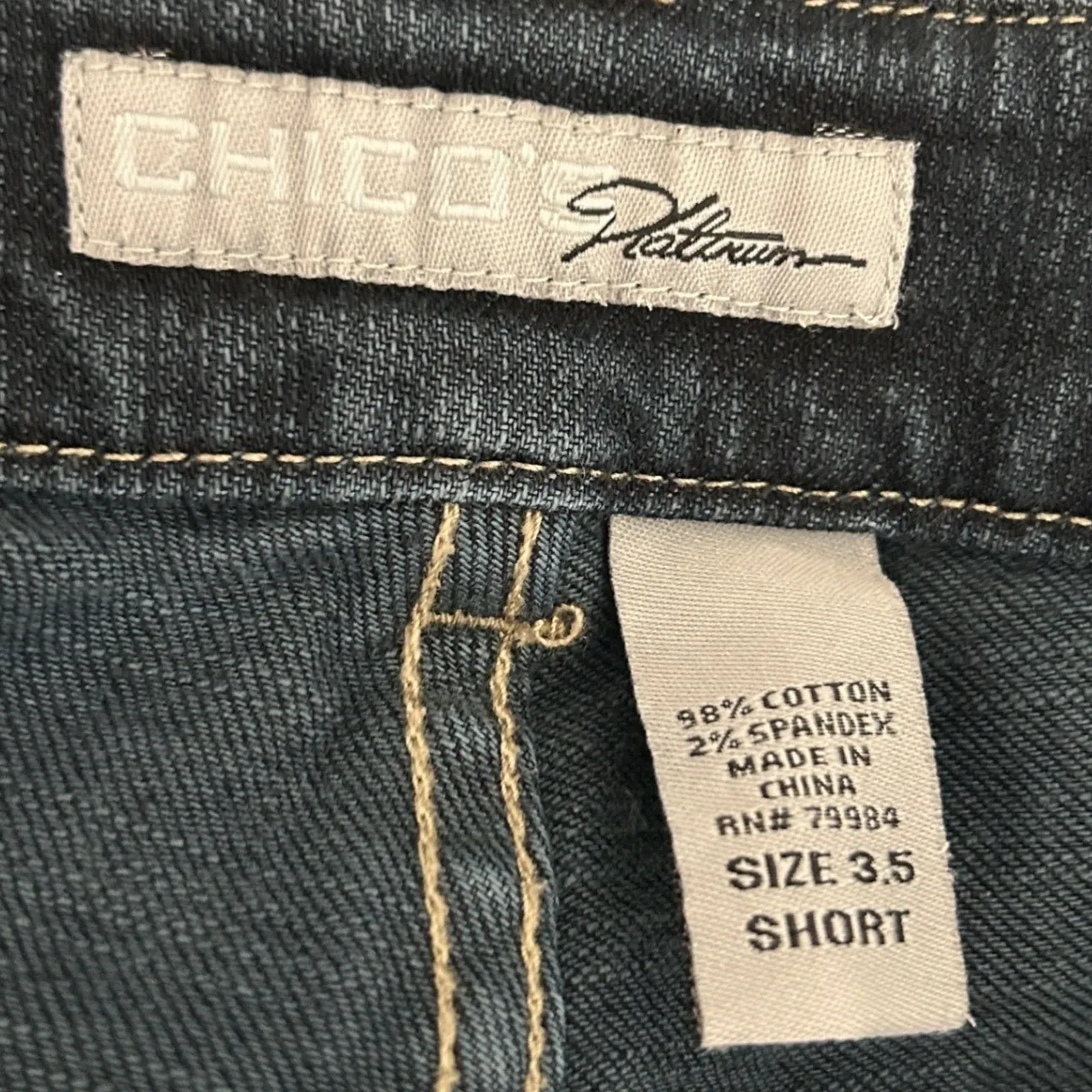 Chicos 3.5 Women Jeans 18 Short Blue Stretch Straight Leg Mid Rise Classic Denim - Image 5