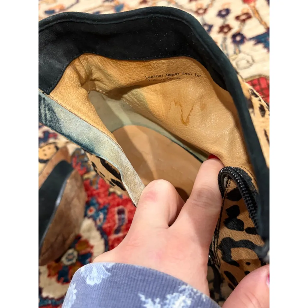 L.A.M.B. Leopard Pony Hair Platform Booties Heels 5.5M Real Fur Gwen Stefani - Image 10