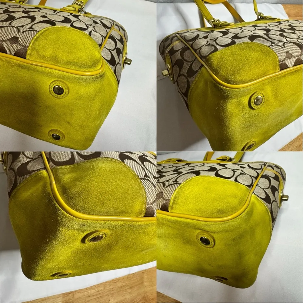Classic Signature & Lime Yellow Suede Large TOTE Handbag & Dust Cover - Image 11