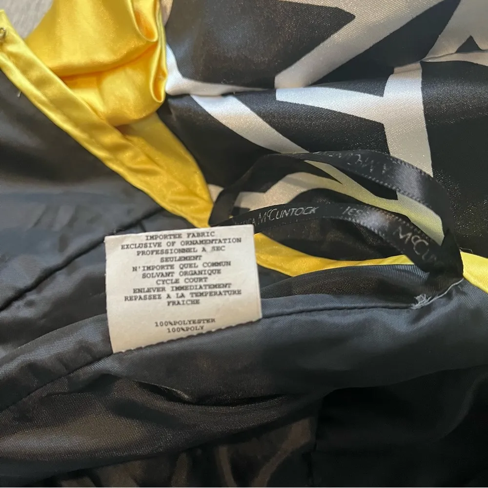 JESSICA MCCLINTOCK Gunne Sax Black White Satin Like Bubble Strapless Party Dress - Image 11