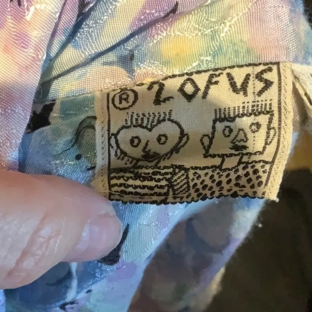 Vintage‎ pastel abstract floral silky button collared top Small Blue - Image 3