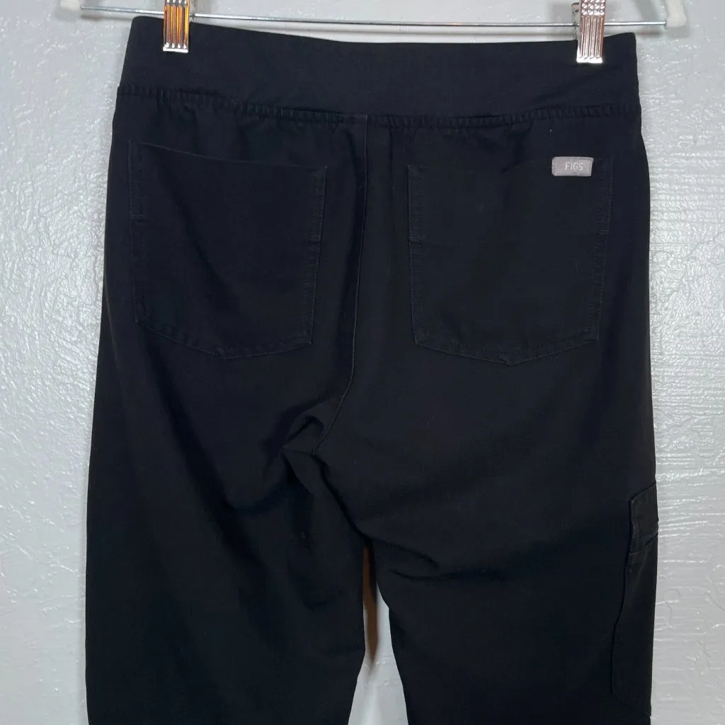 Figs Women Petite XSP Black Zamora Jogger Scrub Pants Pockets Yoga Waistband - Image 7