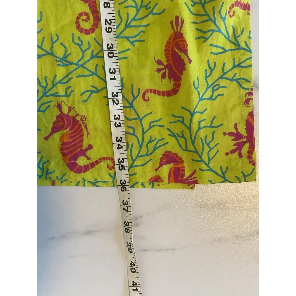 Gretchen Scott Designs Women Green Seahorse Tunic 3/4 Sleeve Top Oversized Beach - Image 7