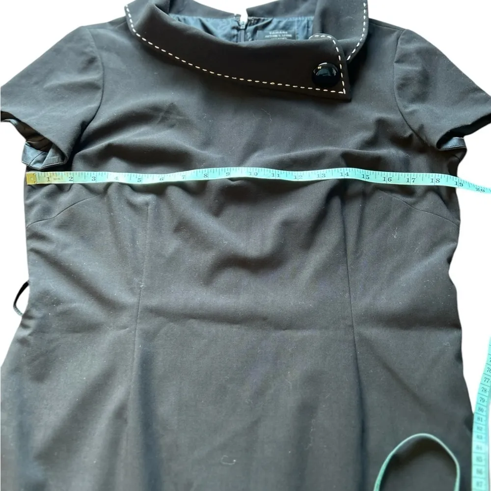 Tahari Women's Black Knee Length Dress Size 12 Shawl Collar Business - Image 6