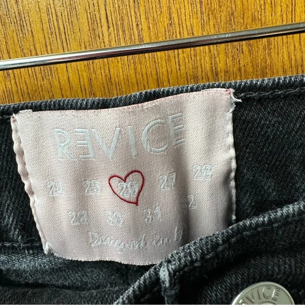 Revice Farrah High Rise Straight Leg Waistband Hem Denim Jeans Midnight Black 26 - Image 10