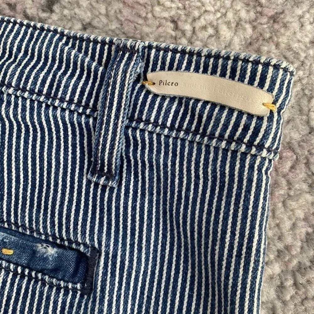 Pilcro and the Letterpress Anthropologie Blue White Stripe Denim Shorts 31 - Image 8