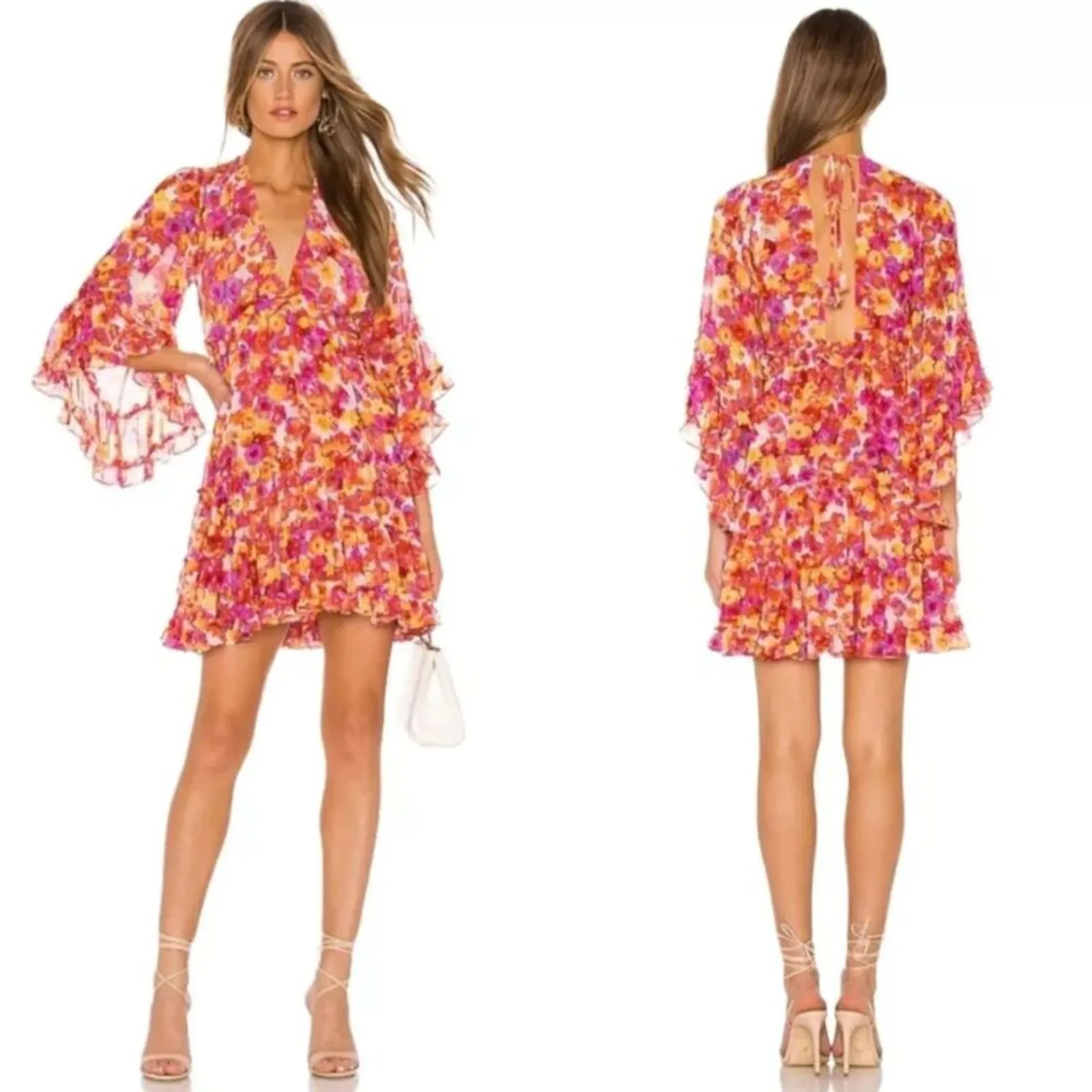 MISA Los‎ Angeles Yasemin Dress Coral Floral Size Large - Image 4