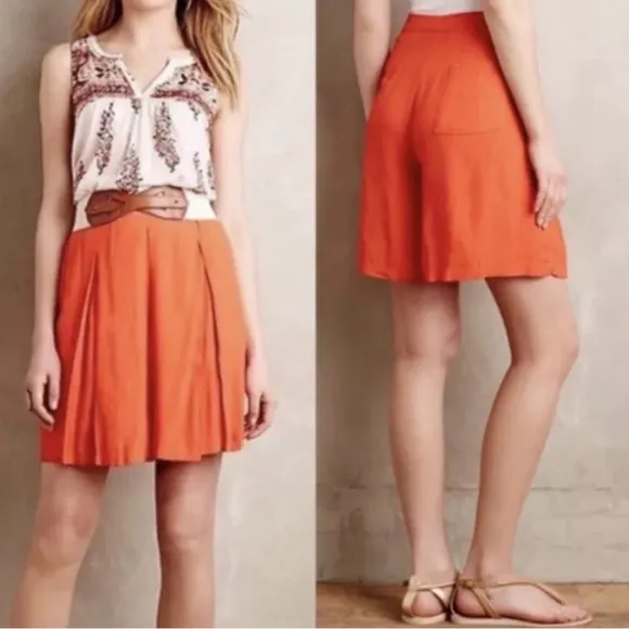Anthropologie Sunday in Brooklyn Wide Leg Shorts Pleated | Orange | Size 2 | NWT - Image 3