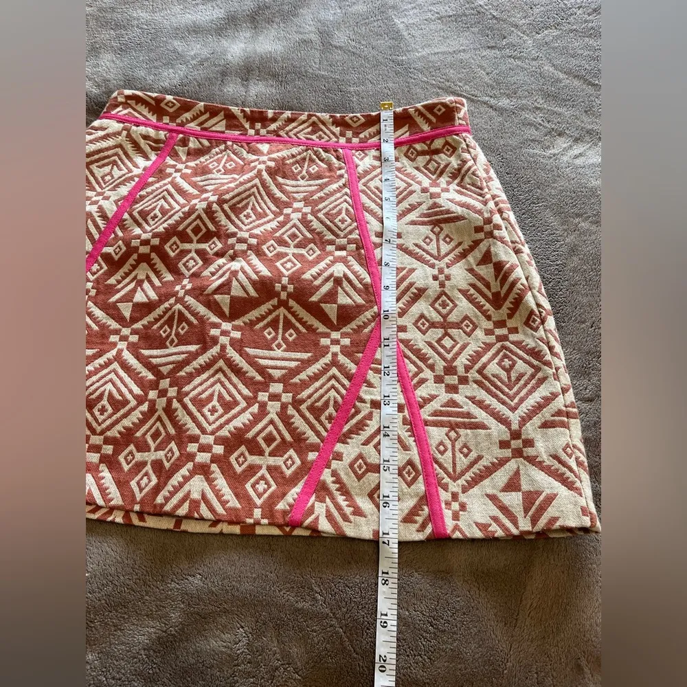 CHAMPAGNE & STRAWBERRY Textile Printed Lined Pencil Straight Skirt Vintage Sz L Tan Size L - Image 7