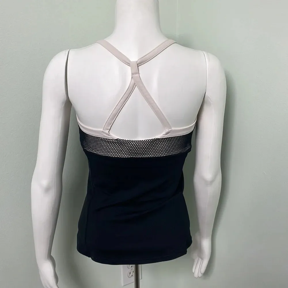 ALO Yoga Blossom Long Bra Tank Top in Pink Cloud & Black - Image 5