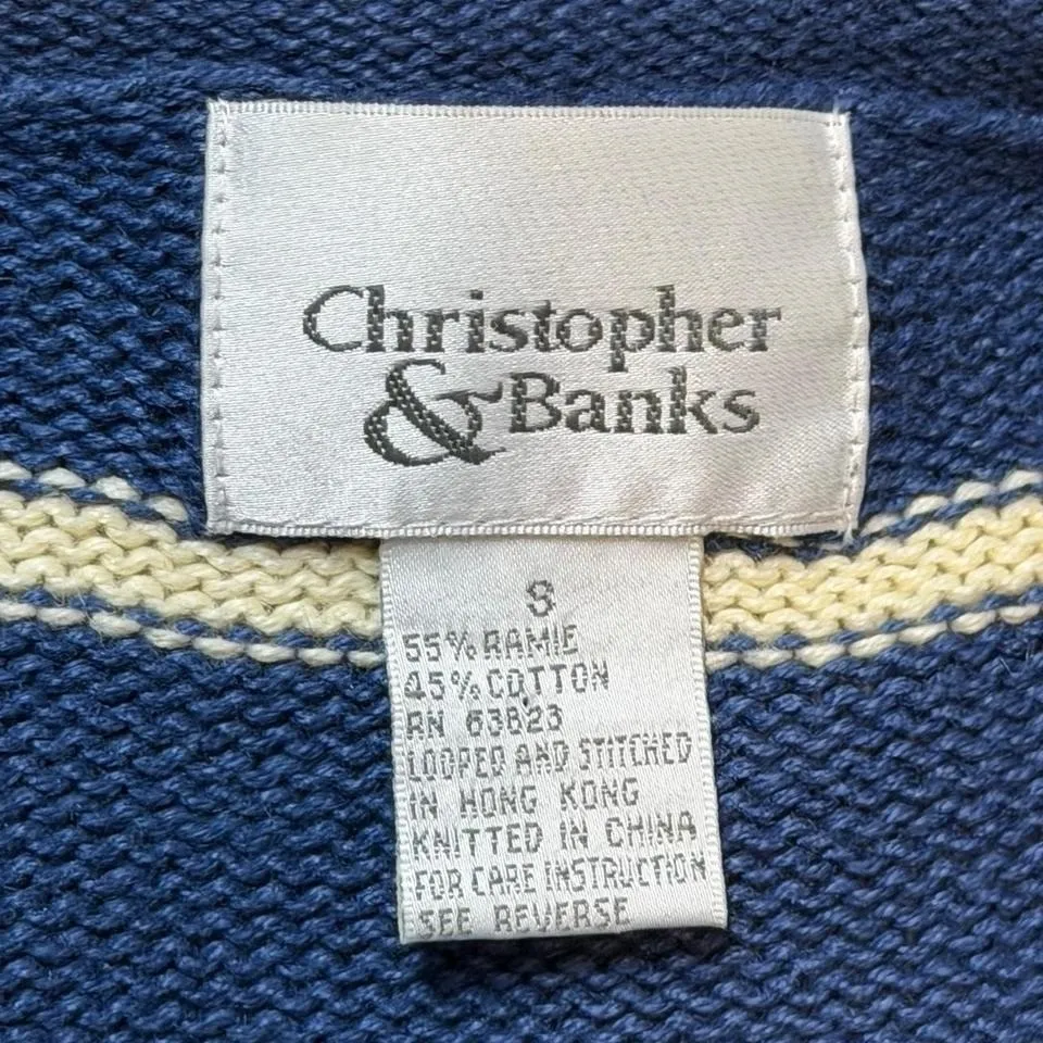 Vintage Christopher & Banks Blue Striped Sweater - Image 6