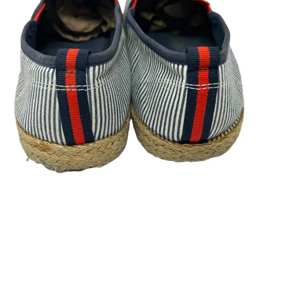 Tory Burch Mon Amour‎ Navy Blue Red Stripe Heart Espadrille Flats Size 10 - Image 7
