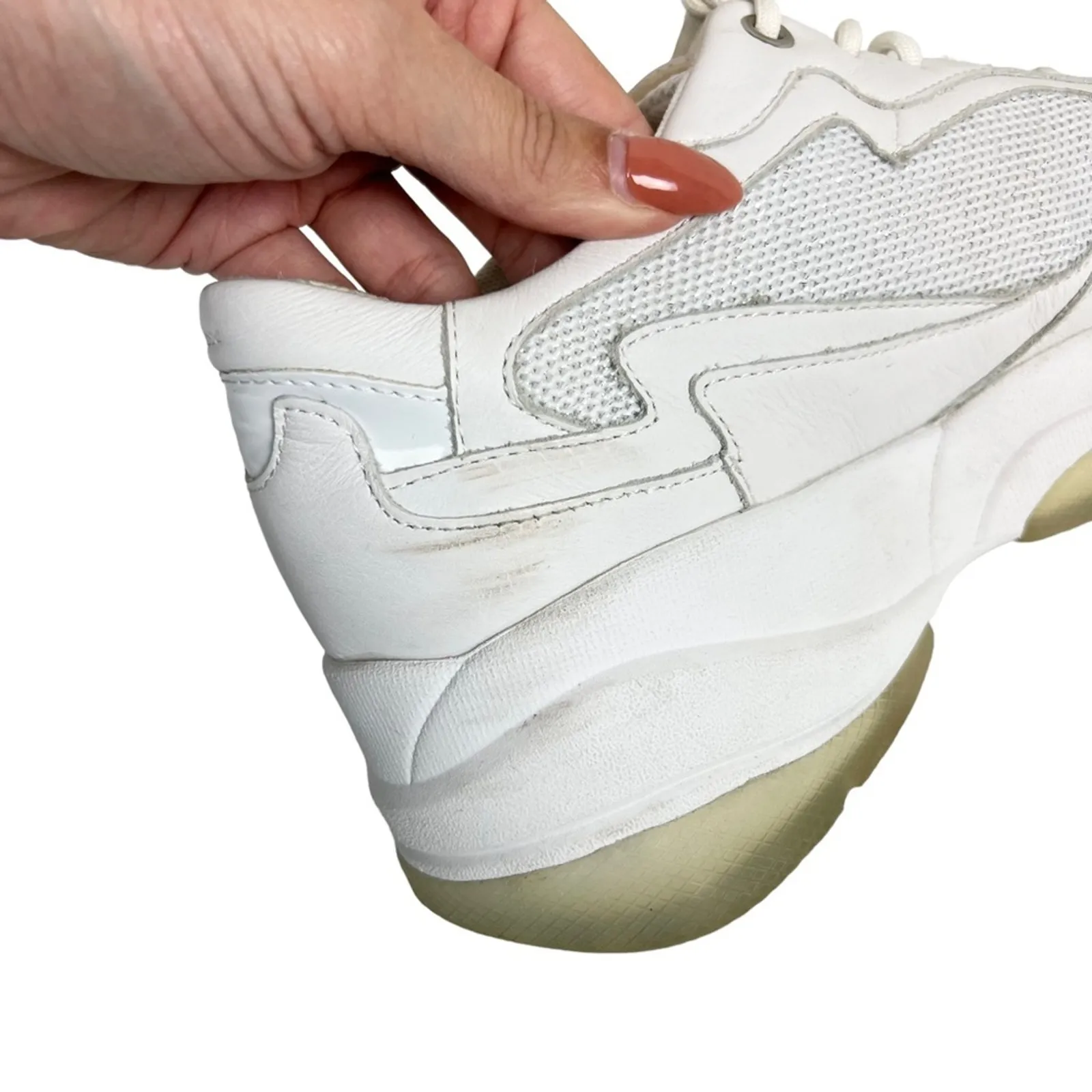 Geox Respira Kirya‎ White Leather Chunky Sneakers Size 10 - Image 11