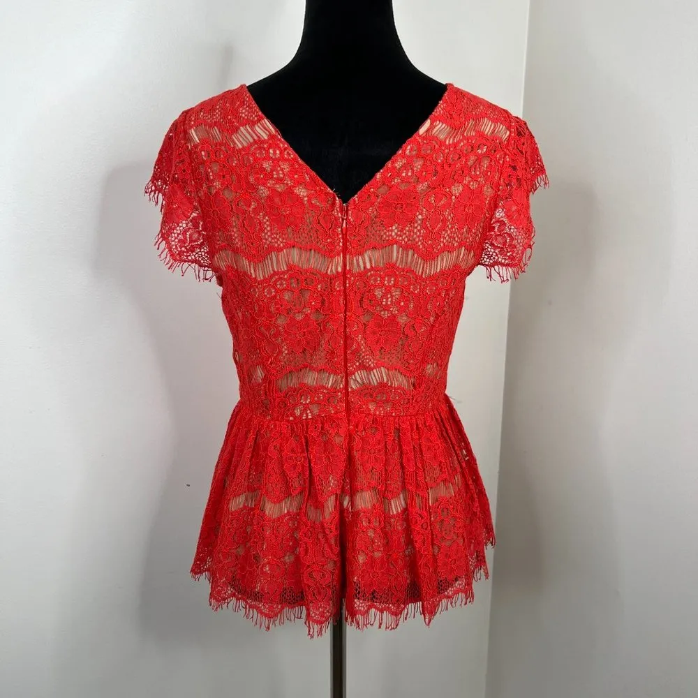 Maeve for Anthropologie Katrine Lace Cap Sleeve Peplum Lace Top - Image 4