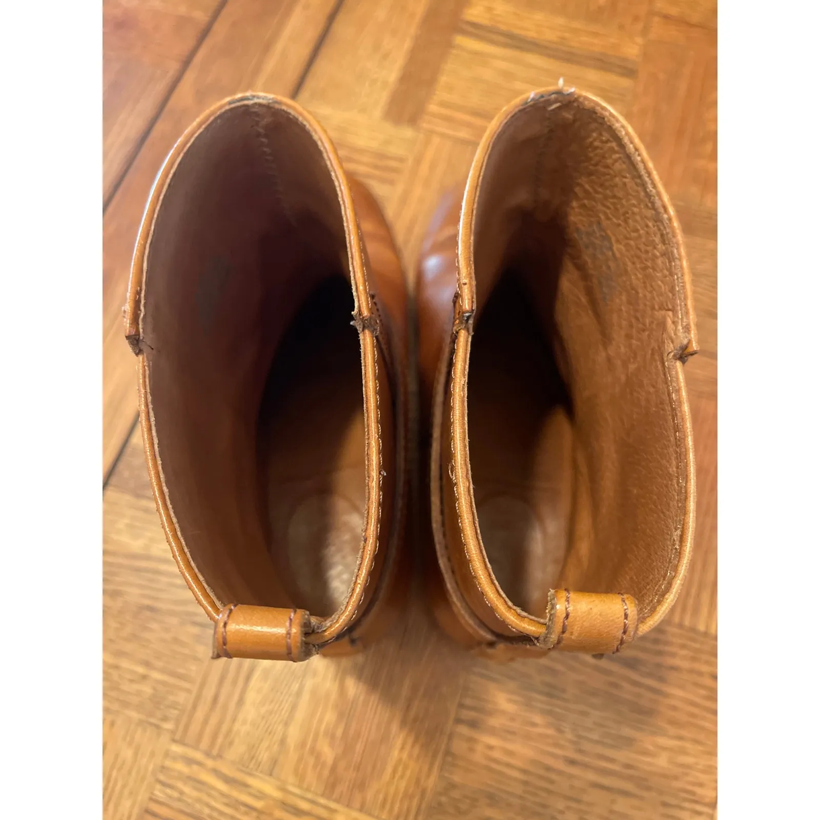 J Crew Parker Leather Moto Ankle Boots Booties Cognac size 8 - Image 7