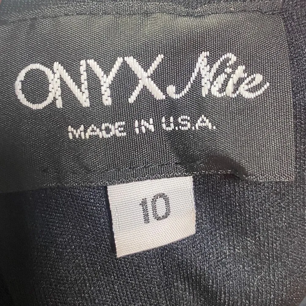 Vintage 90s Plisse Pleated Metallic Mini Dress Rhinestone Detail Black Silver XS - Image 6