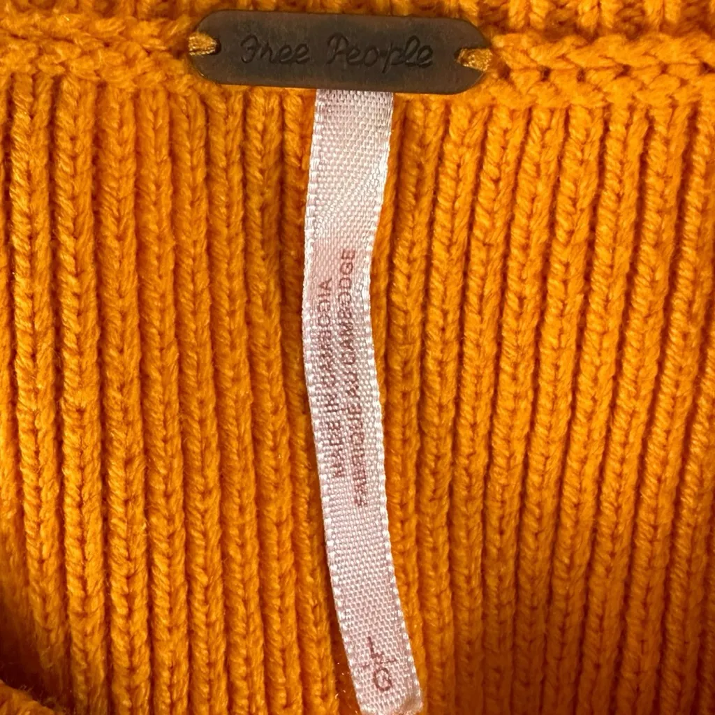 Free People Easy Street Crop Pullover Sweater Orange Size Large Preppy Fall - Image 9