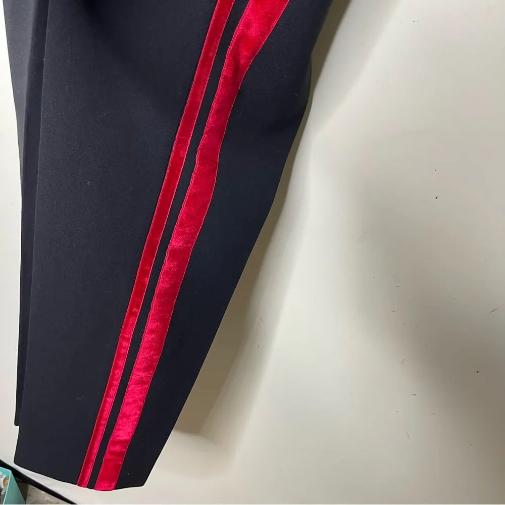 Petar Petrov High Waist Black Wool Pants with red velvet side stripe sz 38 US 6 - Image 10