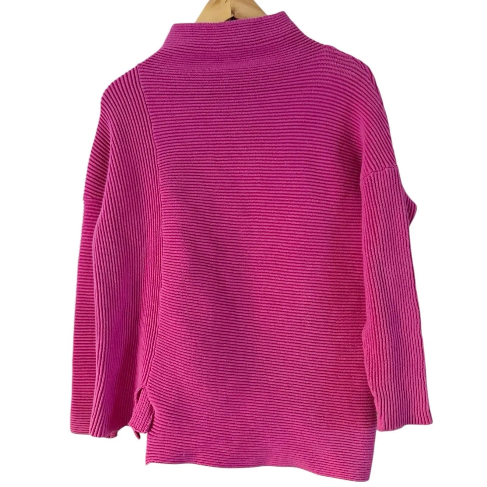 French Connection Pink Ribbed Oversized Mock Neck Modern Sweater Size Small - Image 2