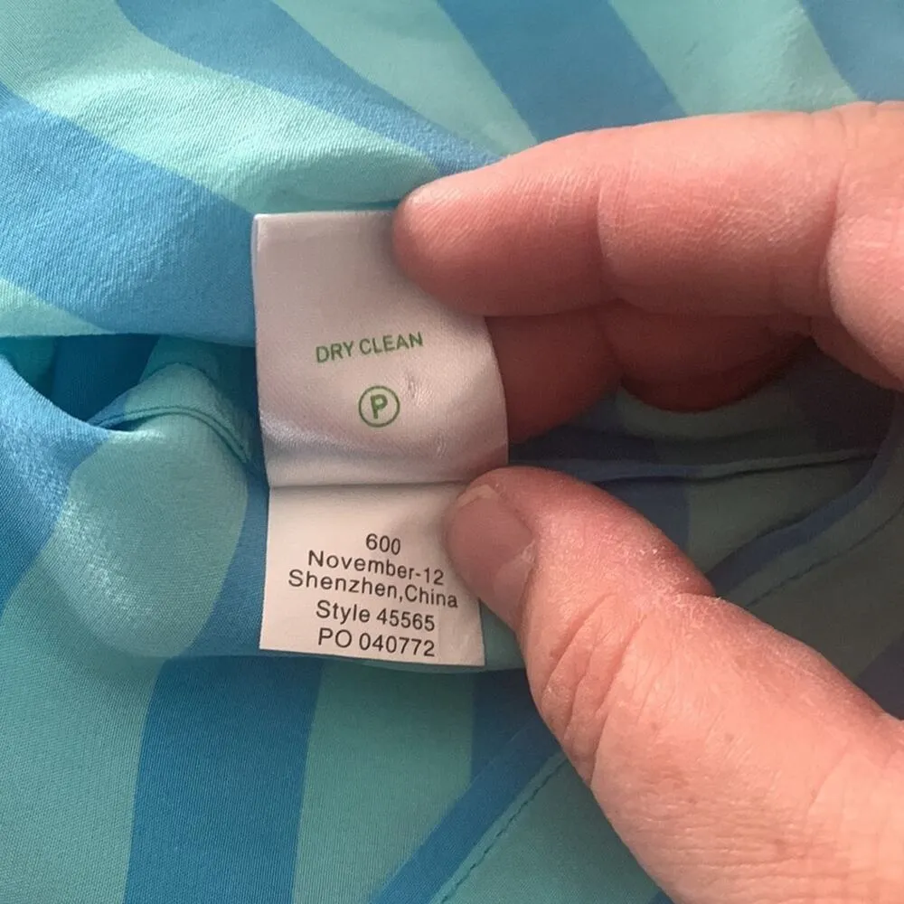 Lilly Pulitzer womens xs silk elsa top stripe blue coastal prep cute - Image 8