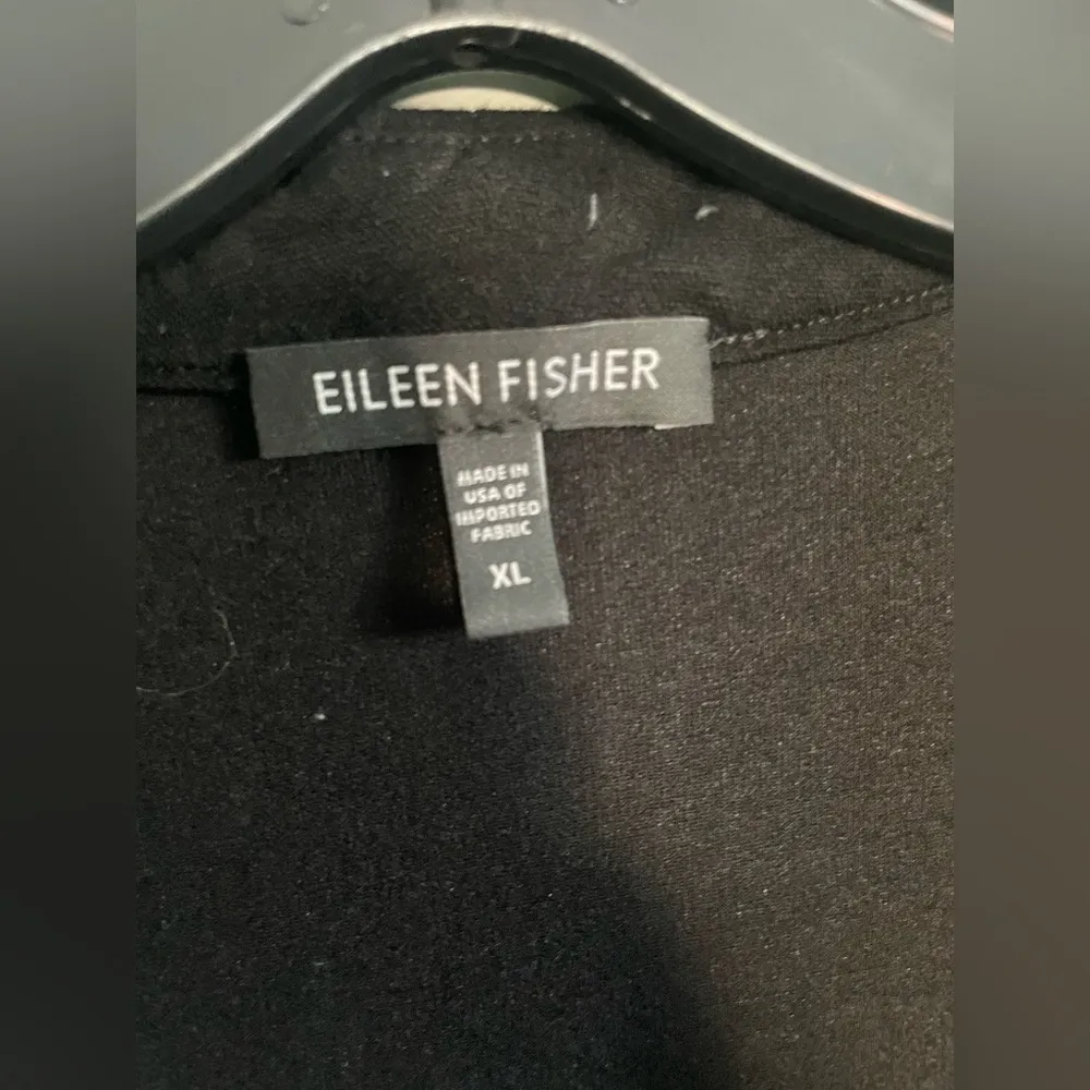 Eileen Fisher Faux Wrap Front Black Knee Length Flowy Dress Sz XL - Image 3