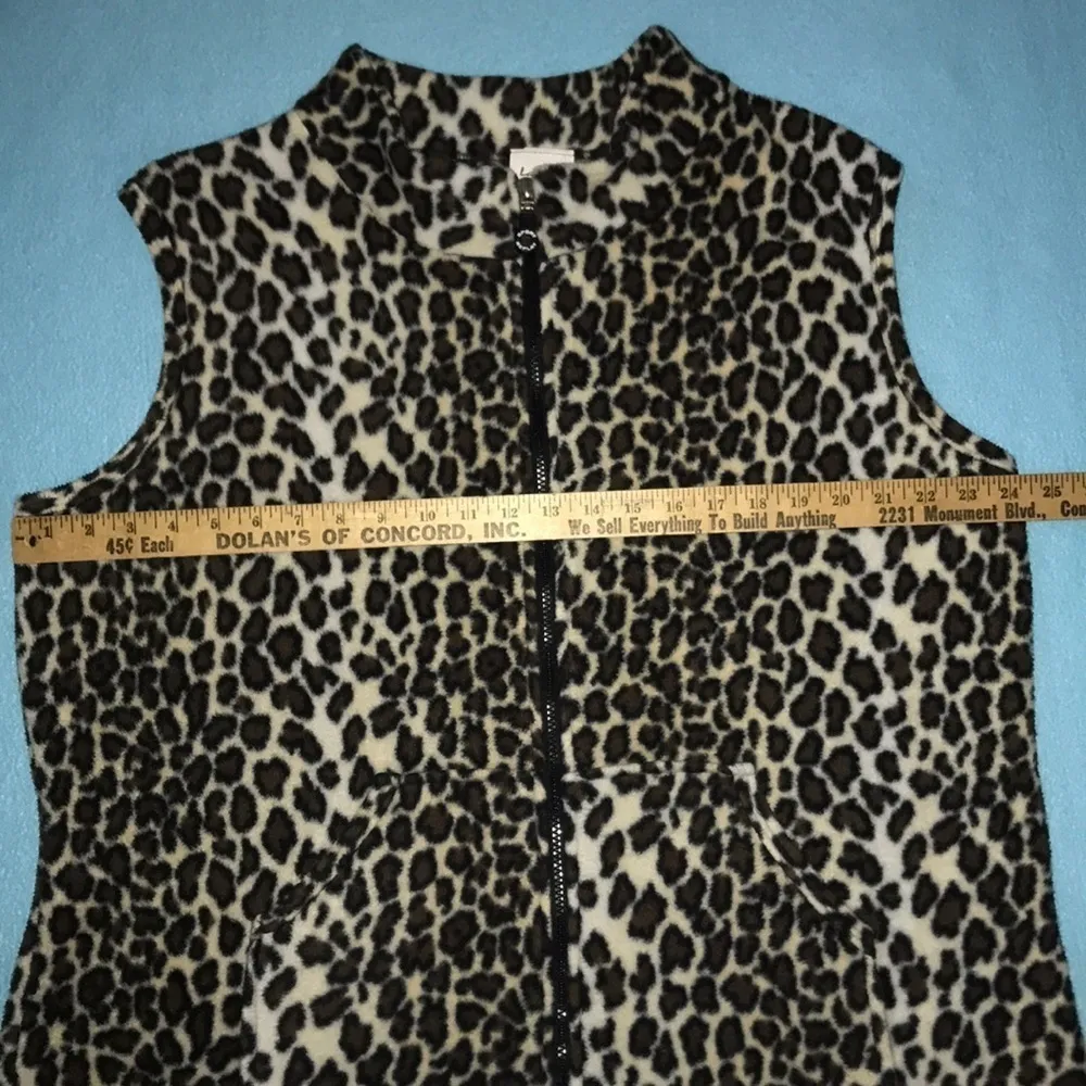 𝅺LA FETE Cheetah print vintage vest mandarin collar pouch pockets NEW size L Size L - Image 7