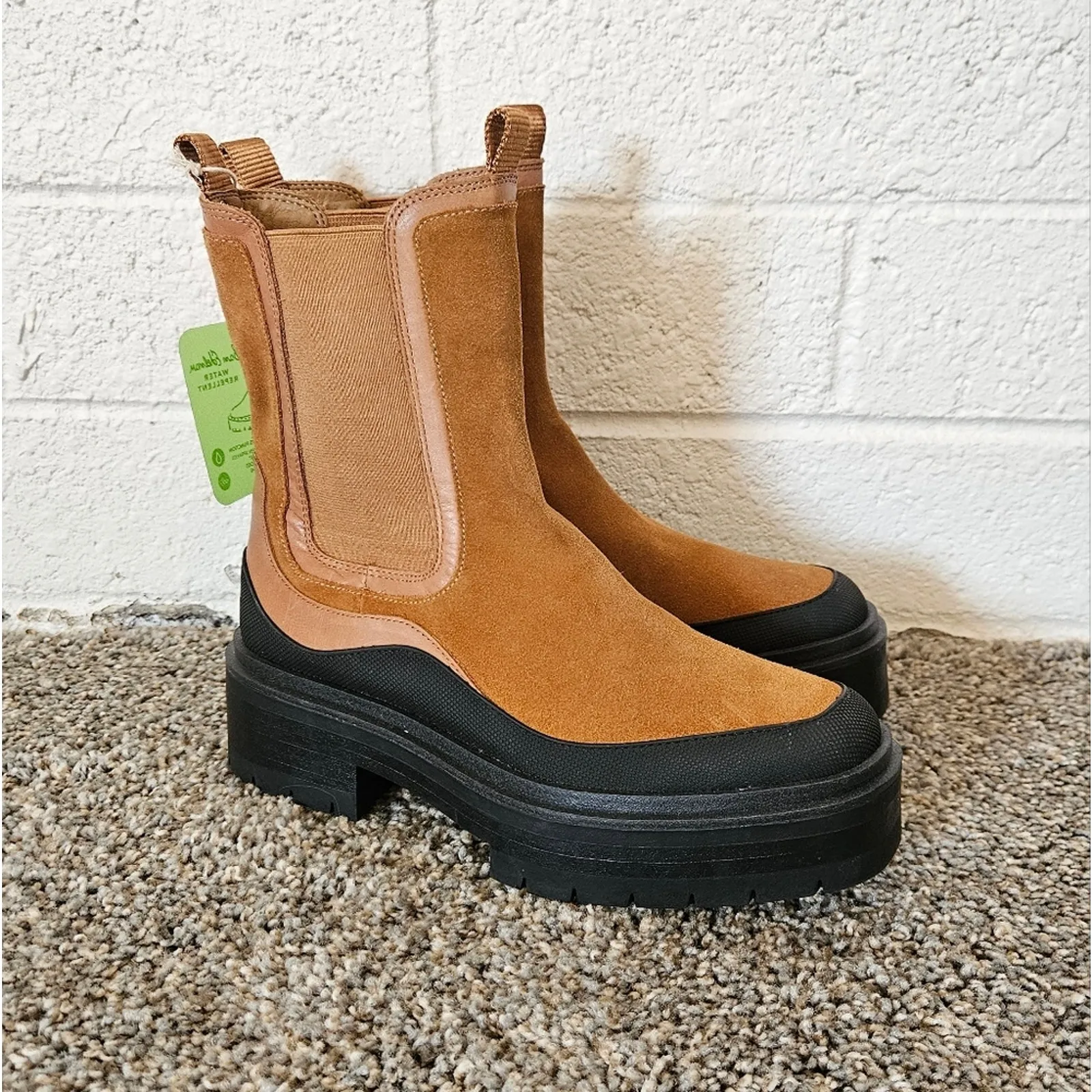 Sam Edelman Lulia Tan Suede Platform Lug Sole Chelsea Boots‎ Size 8 - Image 2