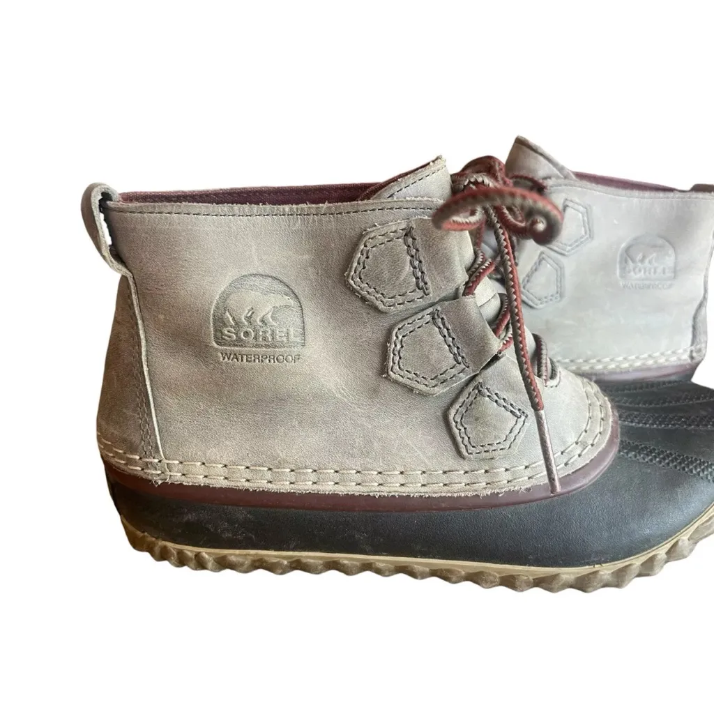 Sorel Duck Snow Boots Size 6.5 Gray Leather Missing Insoles - Image 6