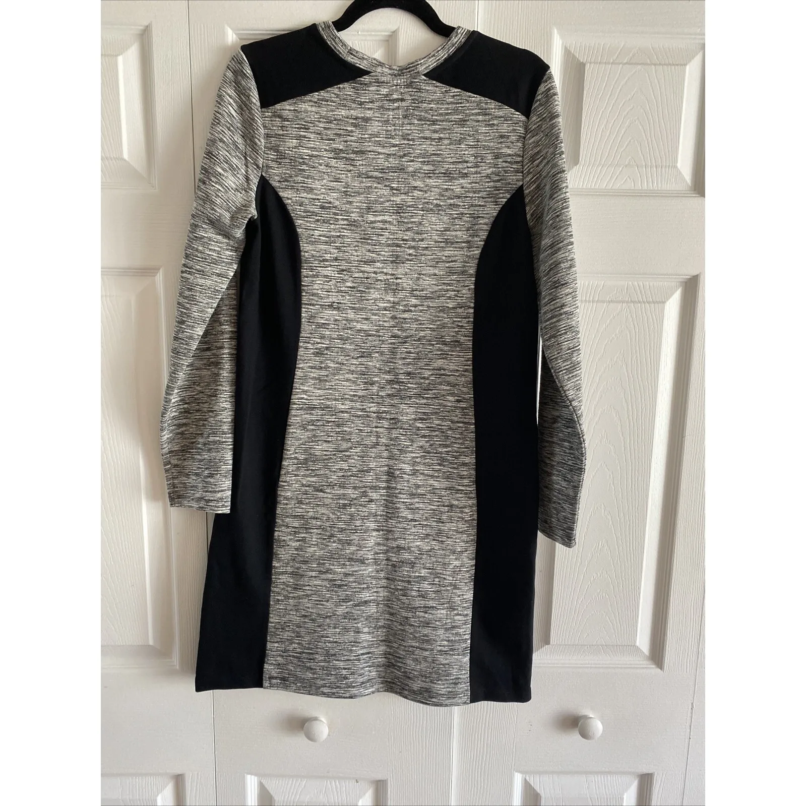Athleta Womens Medium Gray Knit Dress Long Sleeve Colorblock Cooldown Athleisure - Image 5