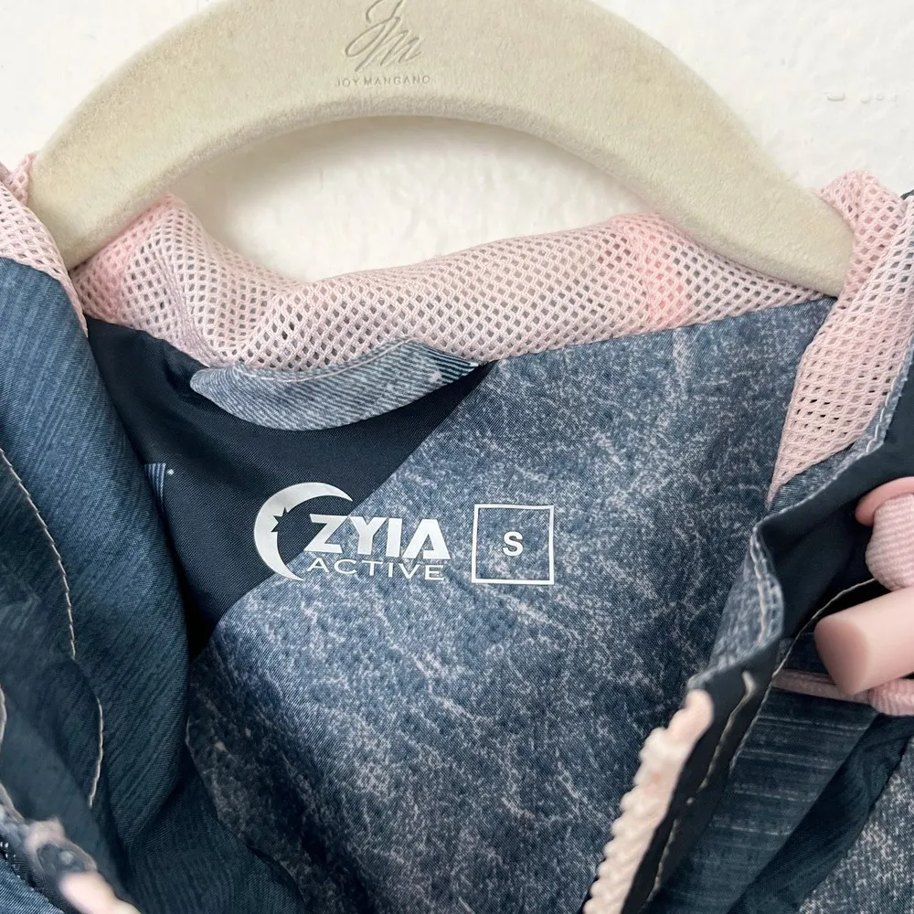 [ZYIA Active] Blue Pink Zip Up Hooded Windbreaker Jacket Thumbholes Size Small S - Image 11